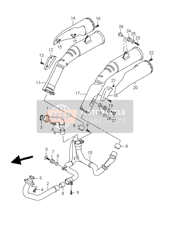 Suzuki DL1000 V-STROM 2008 Muffler for a 2008 Suzuki DL1000 V-STROM