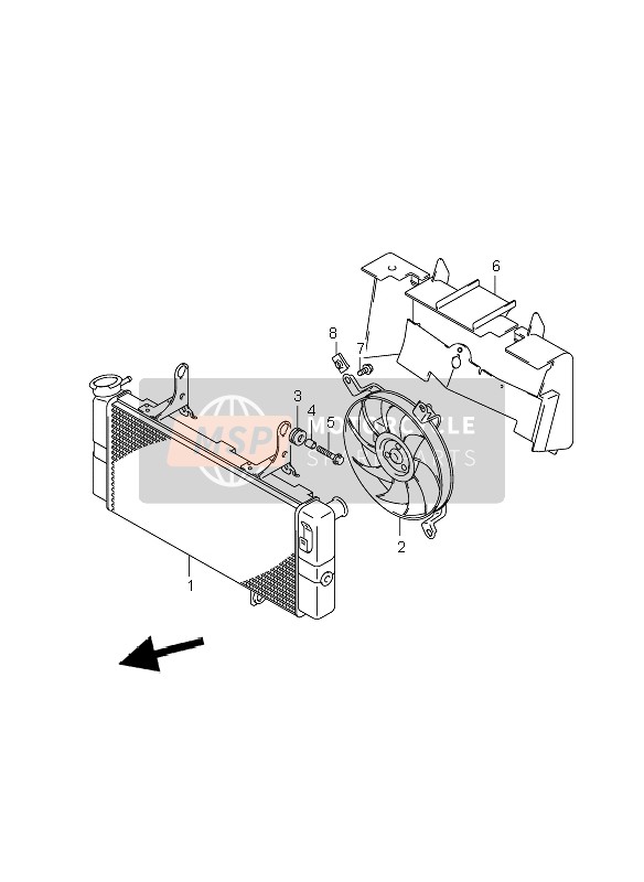 Suzuki DL1000 V-STROM 2008 Radiator for a 2008 Suzuki DL1000 V-STROM