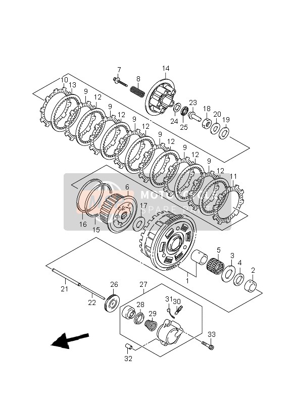 Suzuki GSF650(N)(S)(NA)(SA) BANDIT 2008 Embrague para un 2008 Suzuki GSF650(N)(S)(NA)(SA) BANDIT