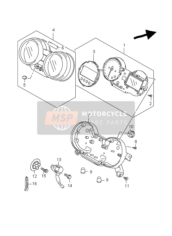 Suzuki GSF650(N)(S)(NA)(SA) BANDIT 2008 TACHOMETER (GSF650S-SU) für ein 2008 Suzuki GSF650(N)(S)(NA)(SA) BANDIT