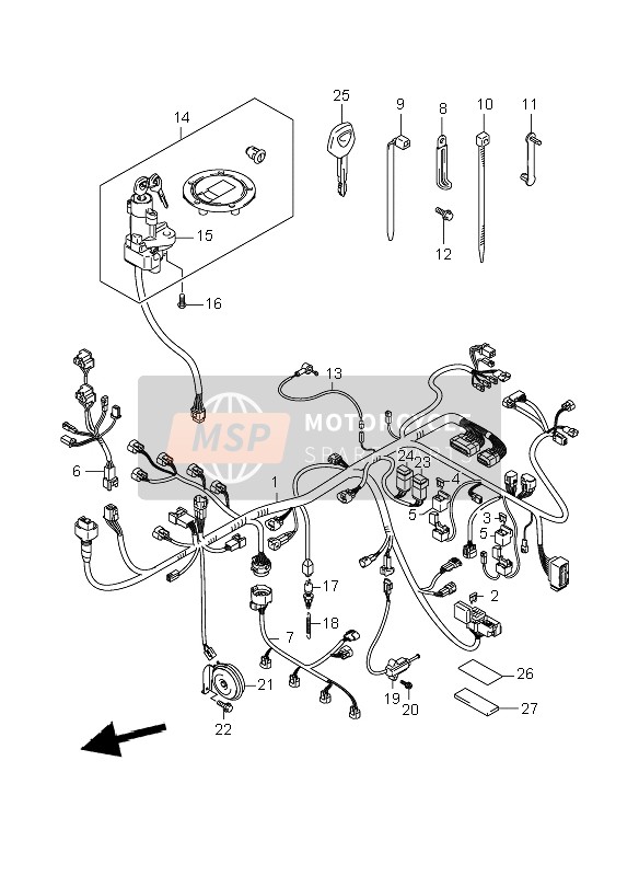 Suzuki GSF650(N)(S)(NA)(SA) BANDIT 2008 Faisceau de câblage (GSF650SA-SUA) pour un 2008 Suzuki GSF650(N)(S)(NA)(SA) BANDIT