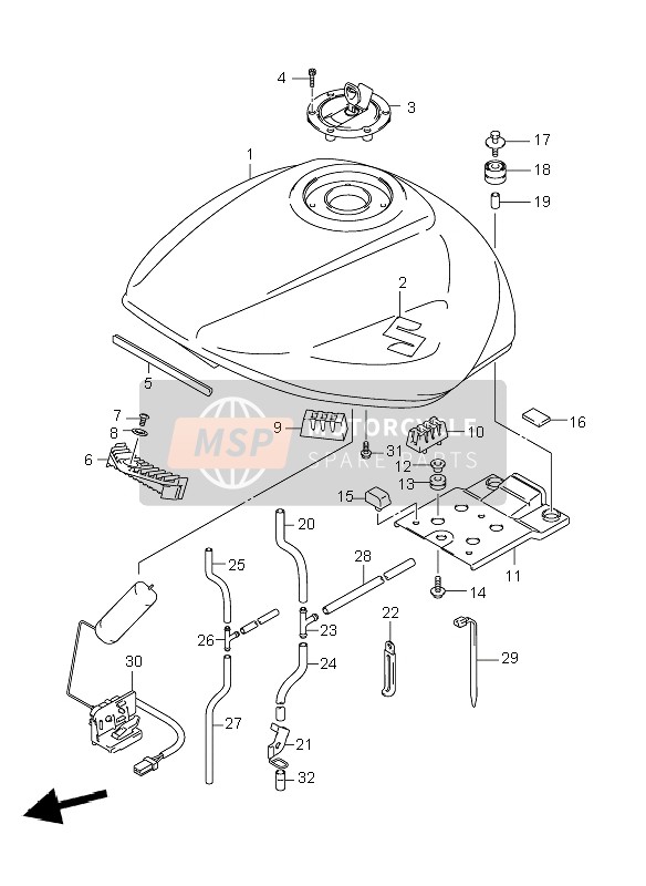 Suzuki GSF650(N)(S)(NA)(SA) BANDIT 2008 Réservoir d'essence pour un 2008 Suzuki GSF650(N)(S)(NA)(SA) BANDIT