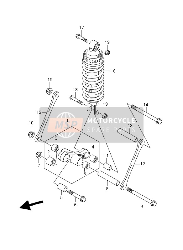 Suzuki GSF650(N)(S)(NA)(SA) BANDIT 2008 Levier de coussin arrière pour un 2008 Suzuki GSF650(N)(S)(NA)(SA) BANDIT