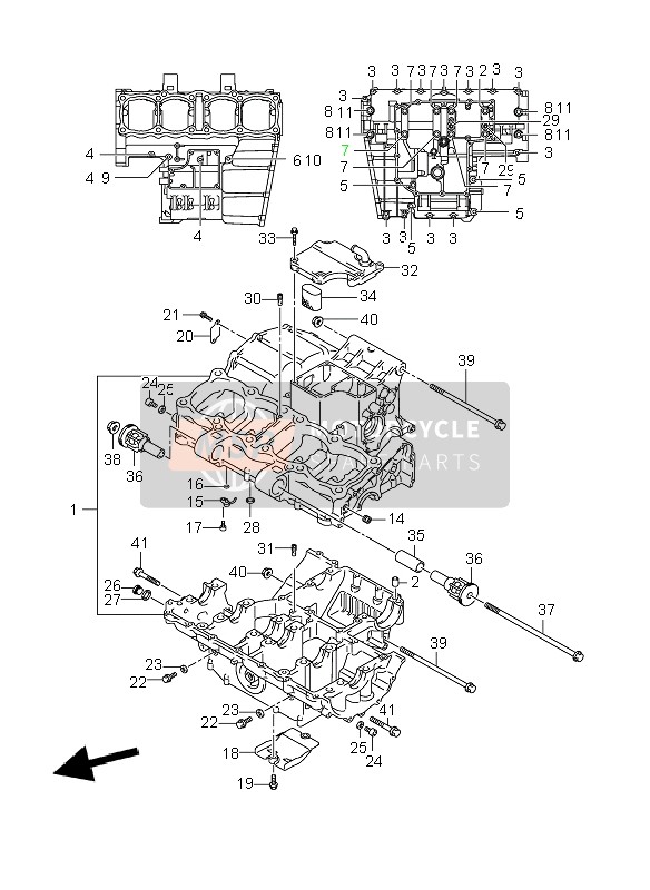 Suzuki GSF1250(N)(S)(NA)(SA) BANDIT 2008 Crankcase for a 2008 Suzuki GSF1250(N)(S)(NA)(SA) BANDIT