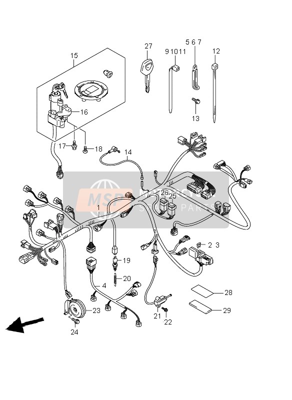 Suzuki GSF1250(N)(S)(NA)(SA) BANDIT 2008 Wiring Harness (GSF1250) for a 2008 Suzuki GSF1250(N)(S)(NA)(SA) BANDIT