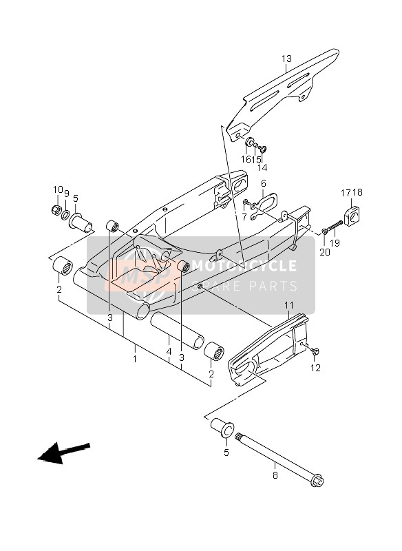 Suzuki GSF1250(N)(S)(NA)(SA) BANDIT 2008 Achterbrug voor een 2008 Suzuki GSF1250(N)(S)(NA)(SA) BANDIT