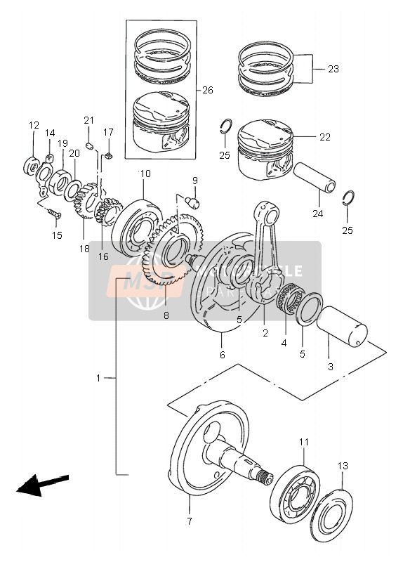 Suzuki GZ250 MARAUDER 1999 Crankshaft for a 1999 Suzuki GZ250 MARAUDER