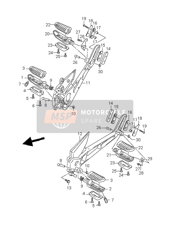 Suzuki GSR600(A) 2008 Poggiapiedi per un 2008 Suzuki GSR600(A)