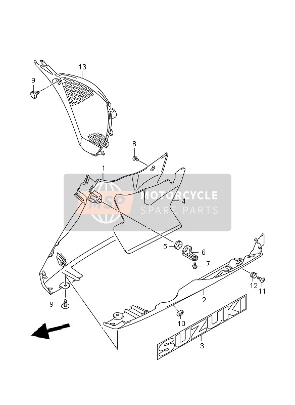 9448021H004TX, Cowl, Under Lh (Black), Suzuki, 0