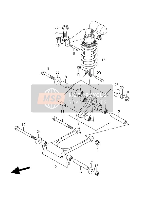 Suzuki GSX-R1000 2008 Leva cuscino posteriore per un 2008 Suzuki GSX-R1000