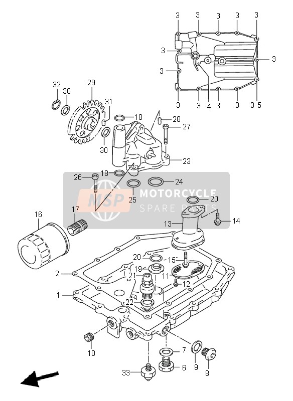 Suzuki GSX-R1100W 1996 Olie pan & Oliepomp voor een 1996 Suzuki GSX-R1100W