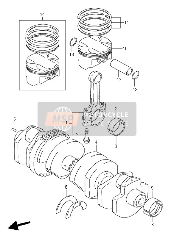 Suzuki GSX-R1100W 1996 Crankshaft for a 1996 Suzuki GSX-R1100W