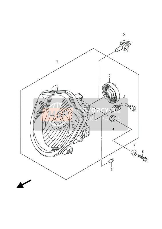 Suzuki GSF650(S)(A)(SA) BANDIT 2012 Lampada frontale (GSF650U) per un 2012 Suzuki GSF650(S)(A)(SA) BANDIT