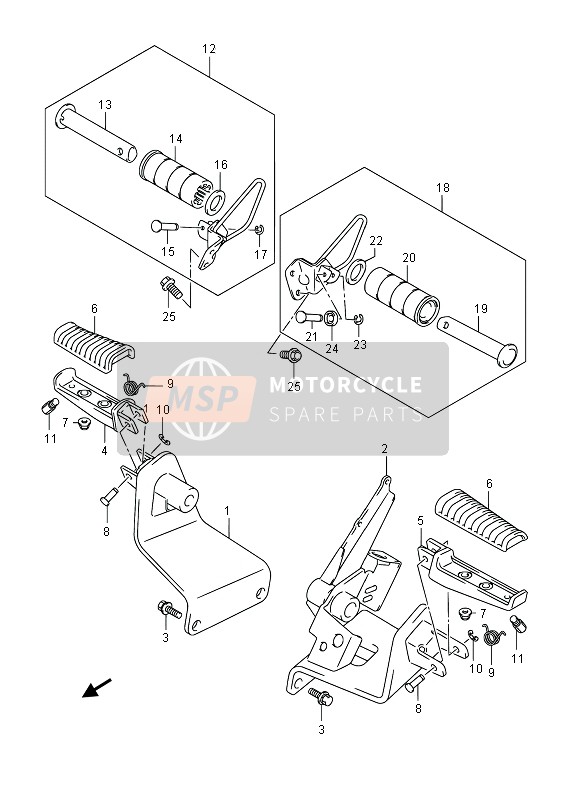 Suzuki VZ1500 INTRUDER 2013 Footrest for a 2013 Suzuki VZ1500 INTRUDER