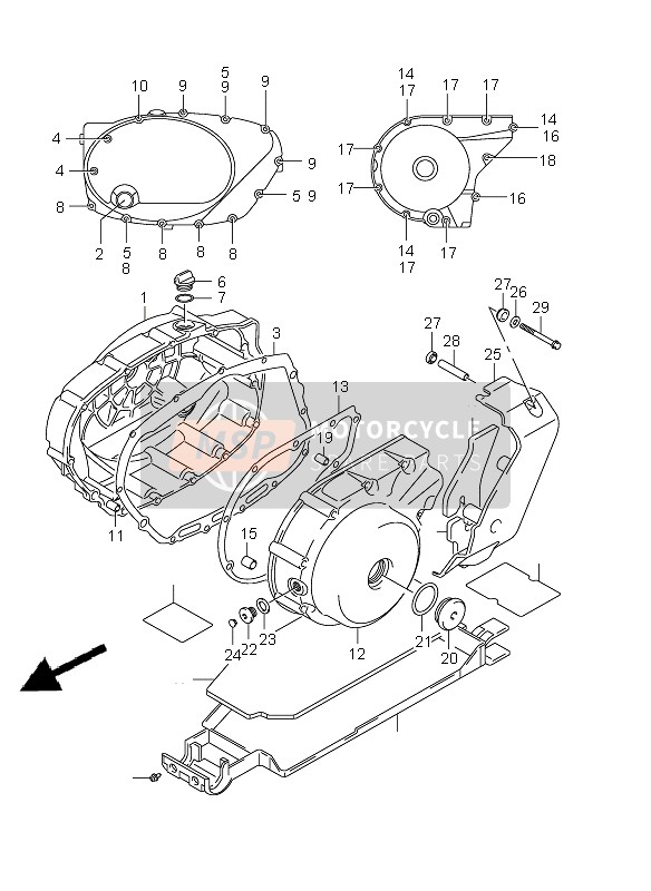 Suzuki VZ800(Z) INTRUDER 2008 Tapa del cárter para un 2008 Suzuki VZ800(Z) INTRUDER