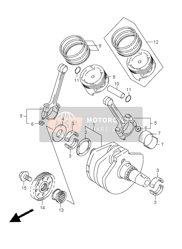 Suzuki VZ800(Z) INTRUDER 2008 Crankshaft for a 2008 Suzuki VZ800(Z) INTRUDER