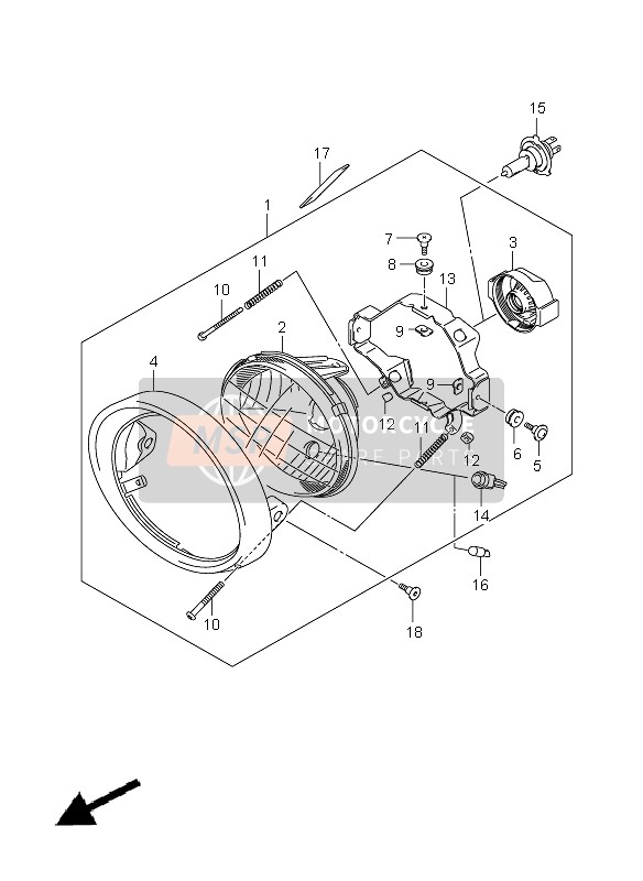 Suzuki VZ800(Z) INTRUDER 2008 Headlamp Assembly for a 2008 Suzuki VZ800(Z) INTRUDER