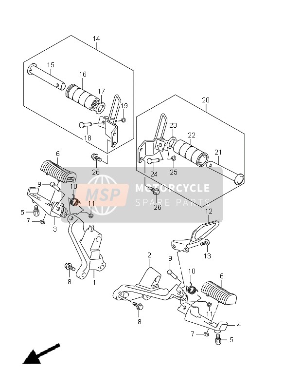 Suzuki VZ800(Z) INTRUDER 2008 Reposapiés para un 2008 Suzuki VZ800(Z) INTRUDER