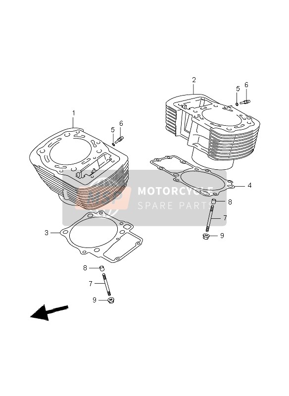 Suzuki VZR1800R(N)(Z)(R2) (M1800) INTRUDER 2008 Cylindre pour un 2008 Suzuki VZR1800R(N)(Z)(R2) (M1800) INTRUDER