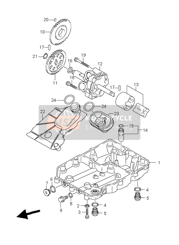 Suzuki VZR1800R(N)(Z)(R2) (M1800) INTRUDER 2008 Oil Pan & Oil Pump for a 2008 Suzuki VZR1800R(N)(Z)(R2) (M1800) INTRUDER