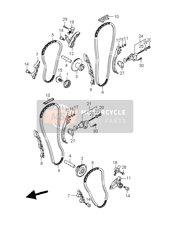 Suzuki VZR1800R(N)(Z)(R2) (M1800) INTRUDER 2008 Chaîne à came pour un 2008 Suzuki VZR1800R(N)(Z)(R2) (M1800) INTRUDER