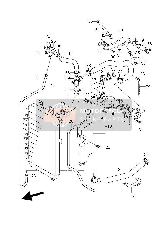 Suzuki VZR1800R(N)(Z)(R2) (M1800) INTRUDER 2008 Tuyau de radiateur pour un 2008 Suzuki VZR1800R(N)(Z)(R2) (M1800) INTRUDER