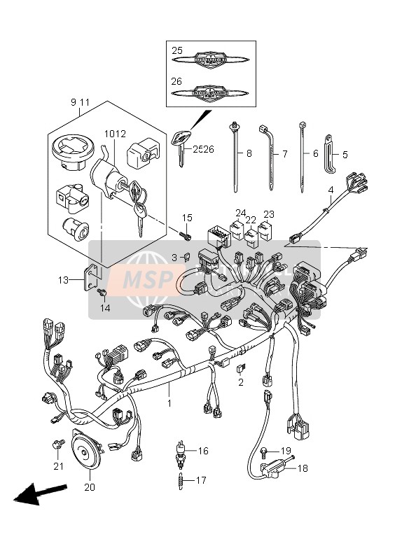 Suzuki VZR1800R(N)(Z)(R2) (M1800) INTRUDER 2008 Wiring Harness (VZR1800-U2-Z-ZU2) for a 2008 Suzuki VZR1800R(N)(Z)(R2) (M1800) INTRUDER