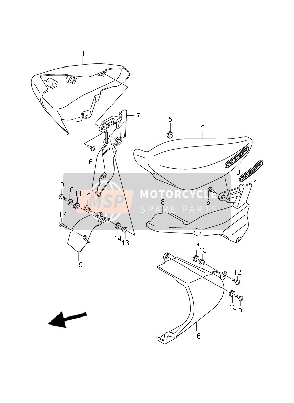 Suzuki VZR1800R(N)(Z)(R2) (M1800) INTRUDER 2008 Coperchio laterale (VZR1800N-NU2) per un 2008 Suzuki VZR1800R(N)(Z)(R2) (M1800) INTRUDER