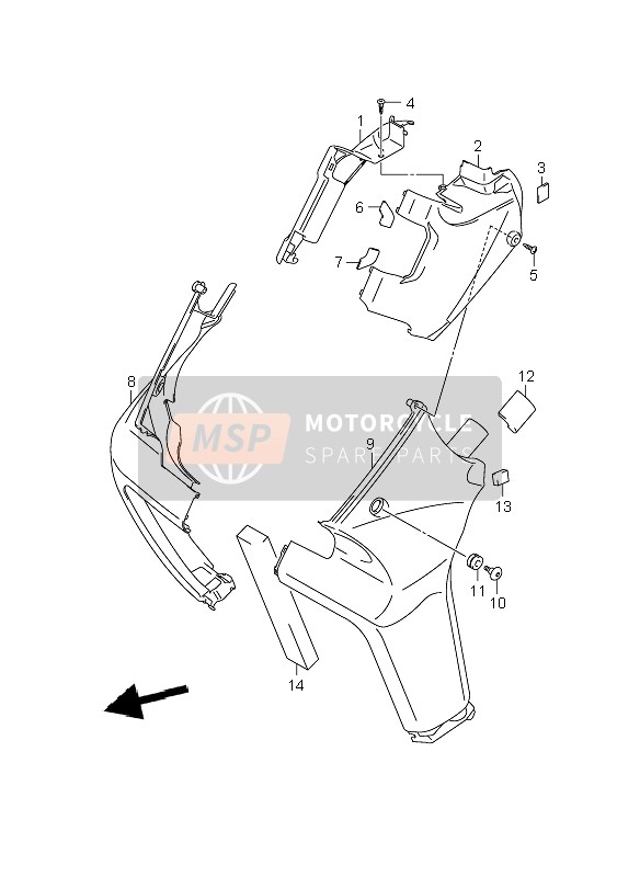 Suzuki VZR1800R(N)(Z)(R2) (M1800) INTRUDER 2008 Copertura della testa del telaio (VZR1800-U2-N-NU2) per un 2008 Suzuki VZR1800R(N)(Z)(R2) (M1800) INTRUDER