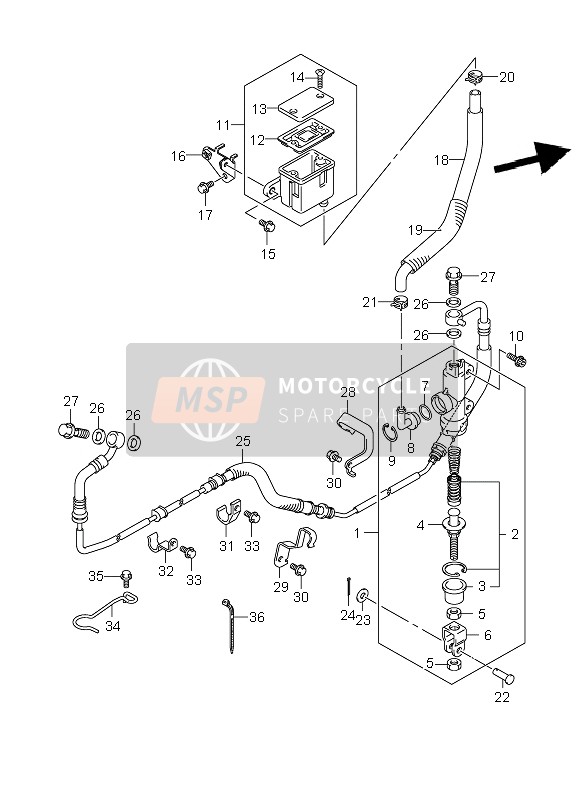 Suzuki VZR1800R(N)(Z)(R2) (M1800) INTRUDER 2008 Cilindro maestro trasero para un 2008 Suzuki VZR1800R(N)(Z)(R2) (M1800) INTRUDER