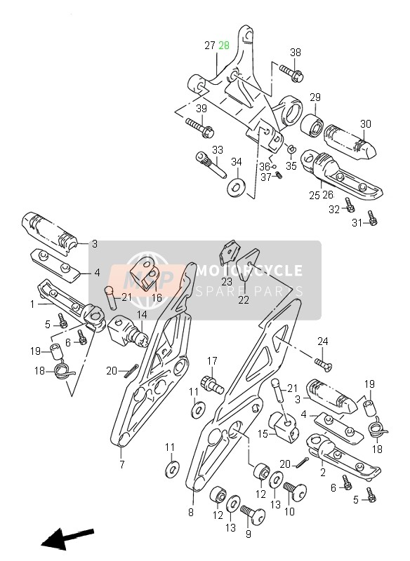 Suzuki GSX-R1100W 1996 Repose Pieds pour un 1996 Suzuki GSX-R1100W