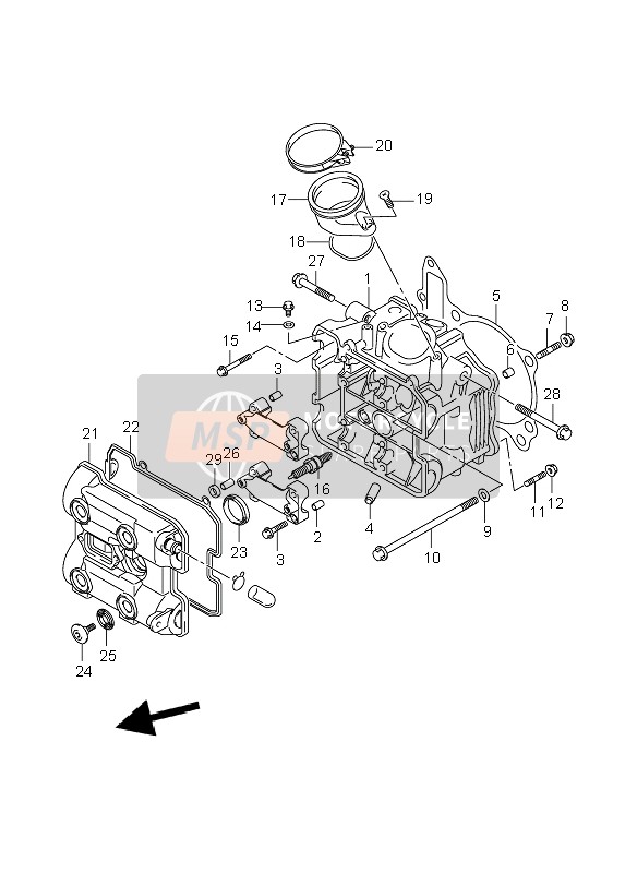 Suzuki DL1000 V-STROM 2009 Culasse (De face) pour un 2009 Suzuki DL1000 V-STROM