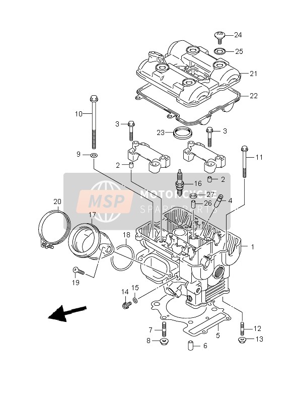 Suzuki DL1000 V-STROM 2009 Cabeza de cilindro (Posterior) para un 2009 Suzuki DL1000 V-STROM