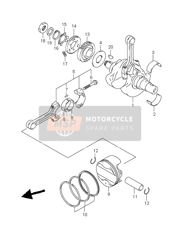 Suzuki DL1000 V-STROM 2009 Cigüeñal para un 2009 Suzuki DL1000 V-STROM