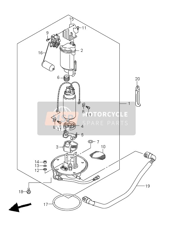 Suzuki DL1000 V-STROM 2009 Benzine pomp voor een 2009 Suzuki DL1000 V-STROM