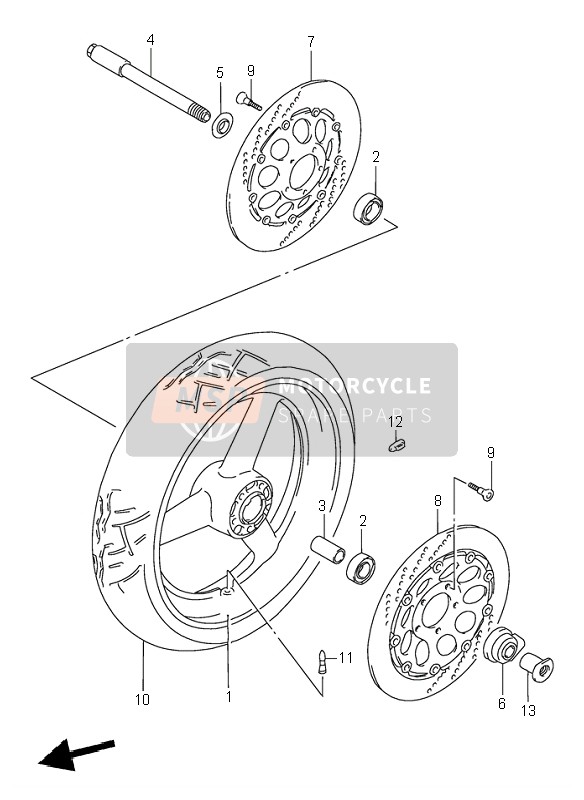 Suzuki GSX-R1100W 1996 Front Wheel for a 1996 Suzuki GSX-R1100W