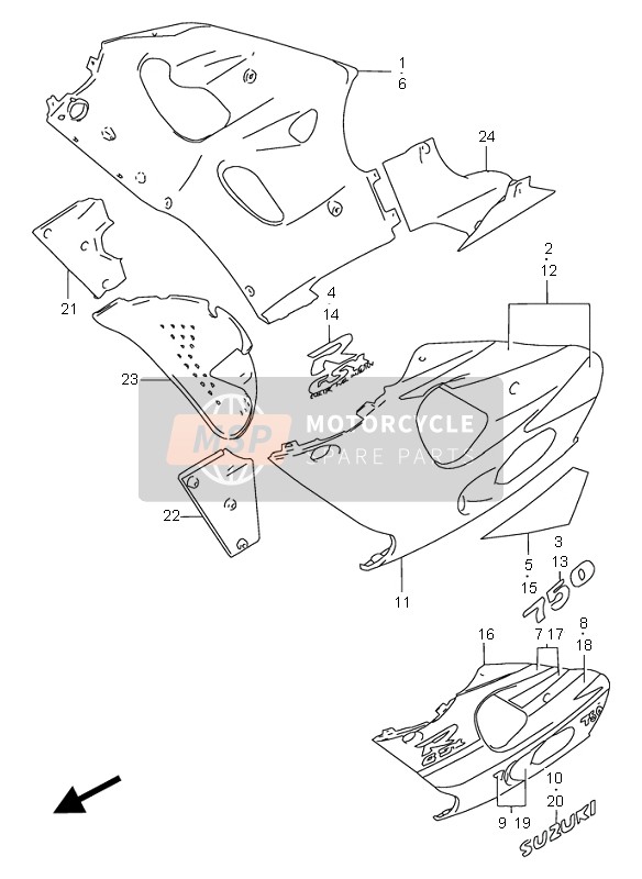 9440833EB0Y2X, Cowl Assy,Under, Suzuki, 0