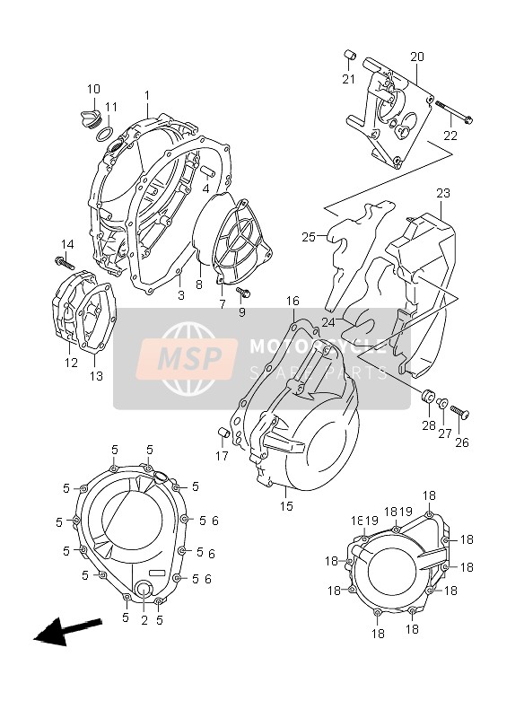 Suzuki GSF1250(N)(A)(S)(SA) BANDIT 2009 Carterdeksel voor een 2009 Suzuki GSF1250(N)(A)(S)(SA) BANDIT