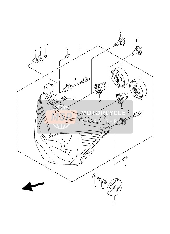 Suzuki GSF1250(N)(A)(S)(SA) BANDIT 2009 Lámpara De Cabeza (GSF1250S-SA-SAZ) para un 2009 Suzuki GSF1250(N)(A)(S)(SA) BANDIT