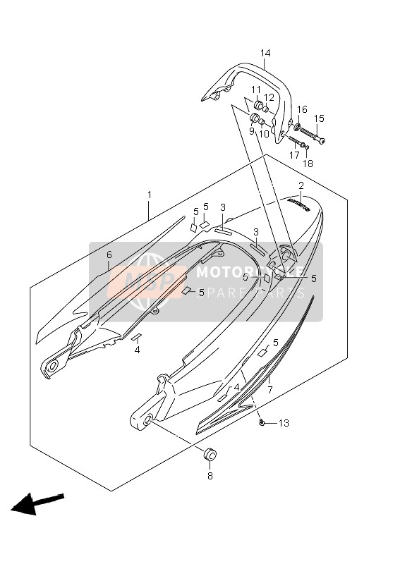 4550018H10YPA, Cover Assy, Seat Tail  (White), Suzuki, 0