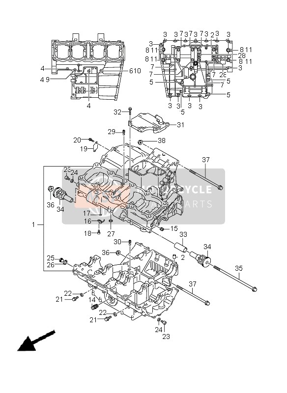 Suzuki GSX650F(A) 2009 Crankcase for a 2009 Suzuki GSX650F(A)