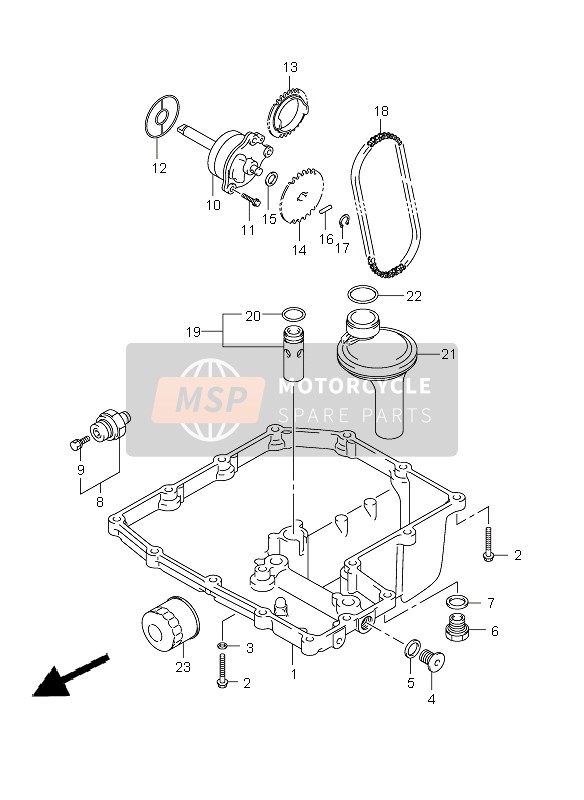 Suzuki GSX650F(A) 2009 Colector de aceite & Bomba de aceite para un 2009 Suzuki GSX650F(A)