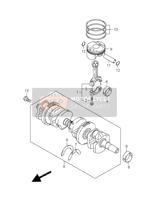 Suzuki GSX650F(A) 2009 Crankshaft for a 2009 Suzuki GSX650F(A)