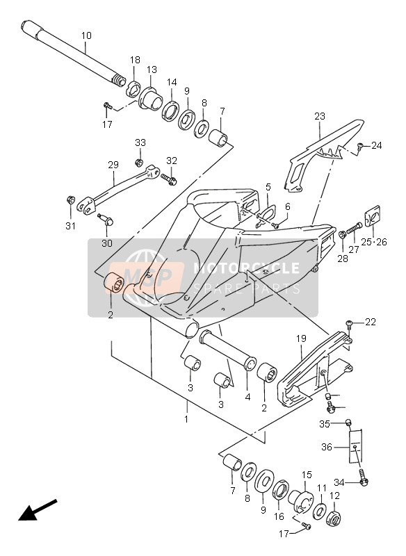 Suzuki GSX-R750 1998 Rear Swing Arm for a 1998 Suzuki GSX-R750