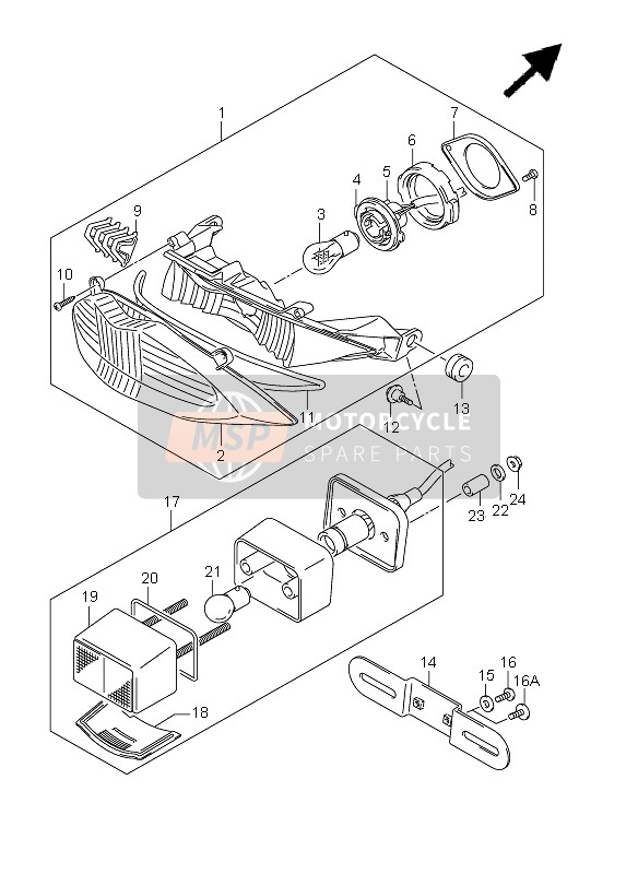 Suzuki GSX650F(A) 2009 Lámpara de combinación trasera para un 2009 Suzuki GSX650F(A)