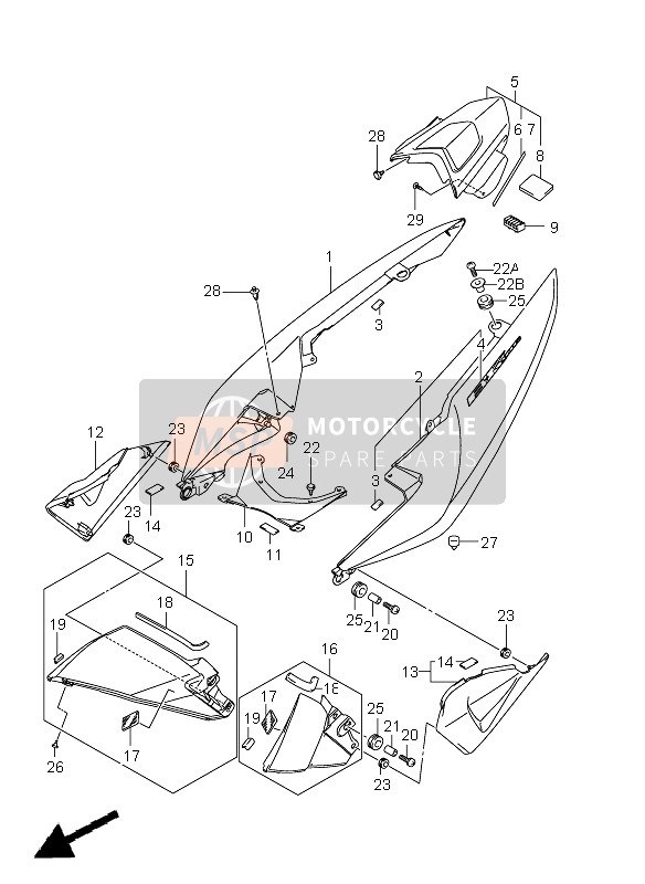 Suzuki GSX1300BK(A) B-KING 2009 Couverture de cadre 2 pour un 2009 Suzuki GSX1300BK(A) B-KING