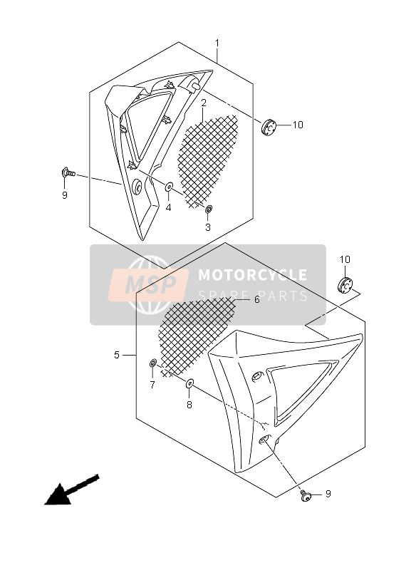 Suzuki GSX1300BK(A) B-KING 2009 Couvercle du corps du cadre 1 pour un 2009 Suzuki GSX1300BK(A) B-KING