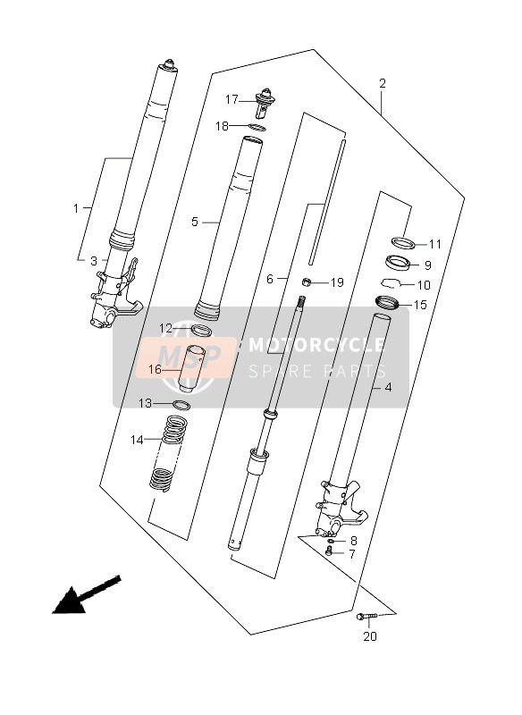 Suzuki GSX1300BK(A) B-KING 2009 Front Fork Damper for a 2009 Suzuki GSX1300BK(A) B-KING