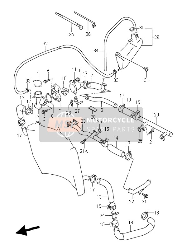 Suzuki RF600R 1996 Radiator Hose for a 1996 Suzuki RF600R