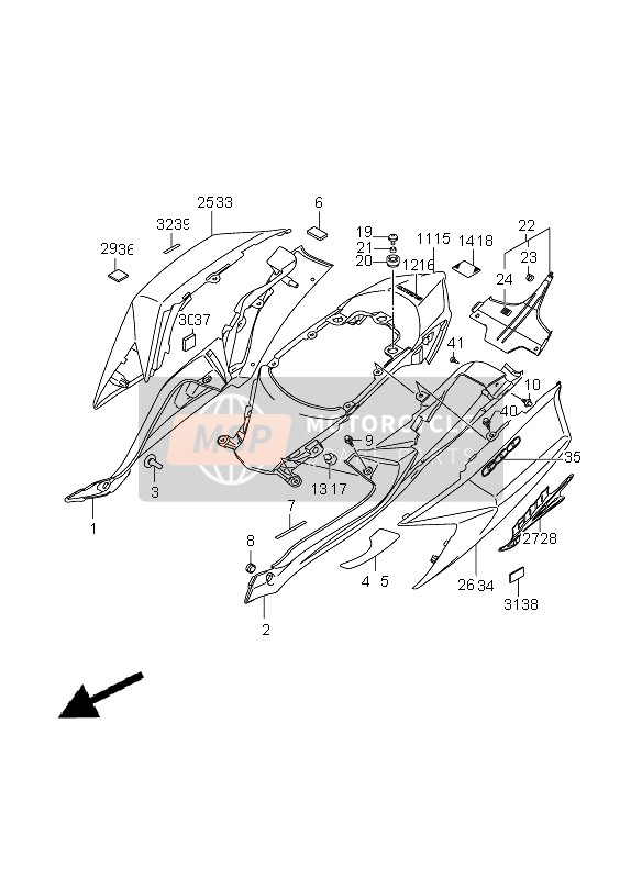 4731037H00YME, Cover, Frame Center  (Orange), Suzuki, 1